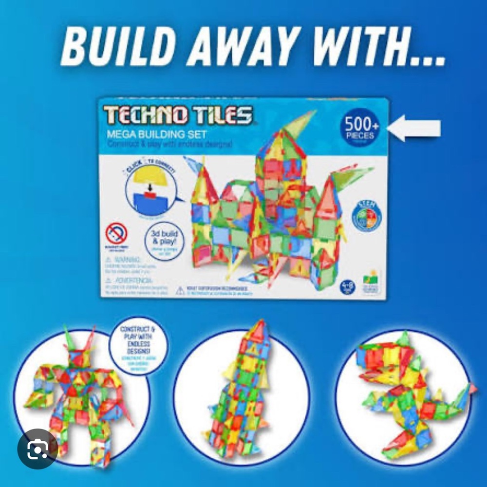 500+ Techno Tiles Mega Building Set - Colorful Creative Play
